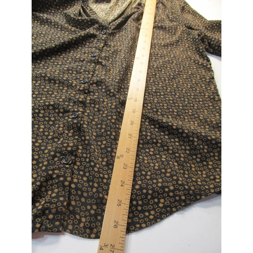 Old Navy Tunic Peasant Top Women L Brown Floral Puff Sleeve Cottage Core Blouse